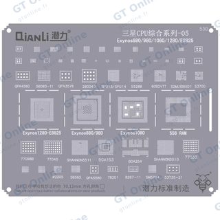 Pochoir de rebillage Qianli Bumblebee QS530 Samsung CPU 05 — Exynos 880 / 980 / 1080 / 1280 / E8825