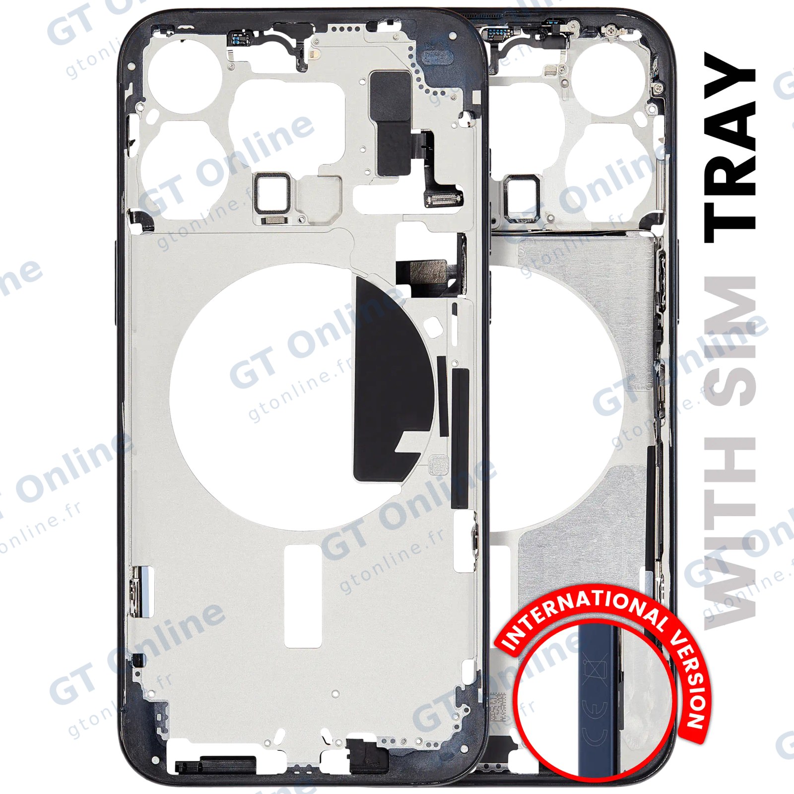 Châssis pour Apple iPhone 15 Pro Max (version EU, origine d'occasion — grade A, Blue Titanium)