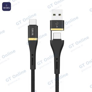 Câble Data Multi Wiwu Type-C vers USB + Type-C (1.2m) ED-106 Noir