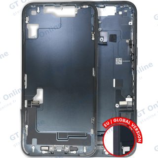 Châssis pour Apple iPhone 14 (version EU, origine d'occasion — grade A, minuit) — Châssis central avec connecteur de charge Flex et petites pièces