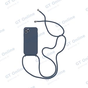 Coque Silicone avec Cordon Apple iPhone 13 Pro (12) Bleu Marine