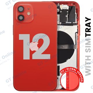 Châssis pour Apple iPhone 12 (version EU, origine d'occasion — grade A, rouge) — Coque arrière avec petites pièces