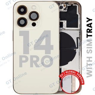 Châssis pour Apple iPhone 14 Pro (version EU, origine d'occasion — grade B, or) — Coque arrière avec petites pièces