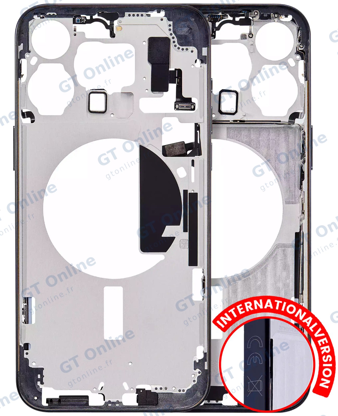 Châssis pour Apple iPhone 15 Pro Max (version EU, compatible premium, Blue Titanium)