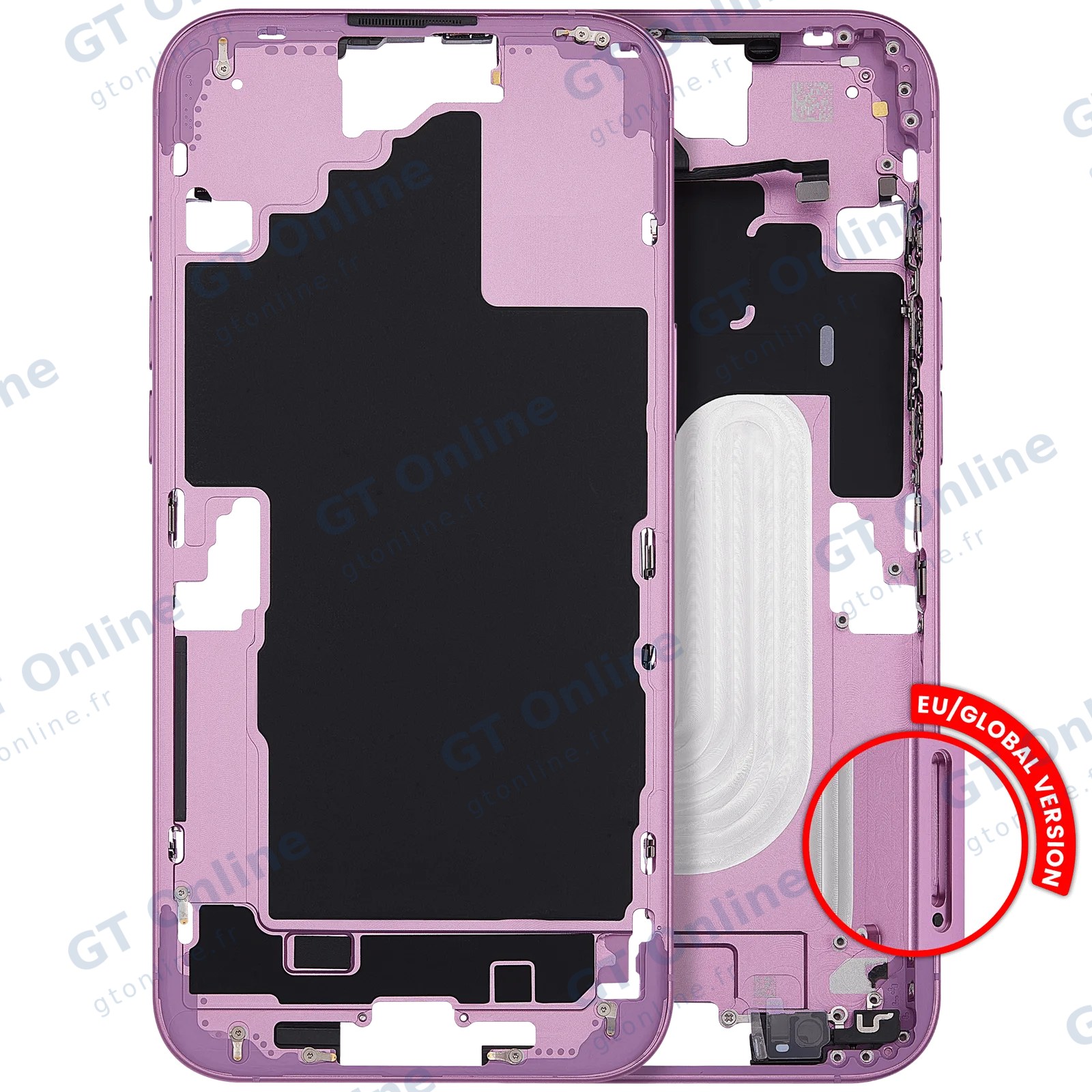 Châssis pour Apple iPhone 16 Plus (version EU, compatible premium, rose)
