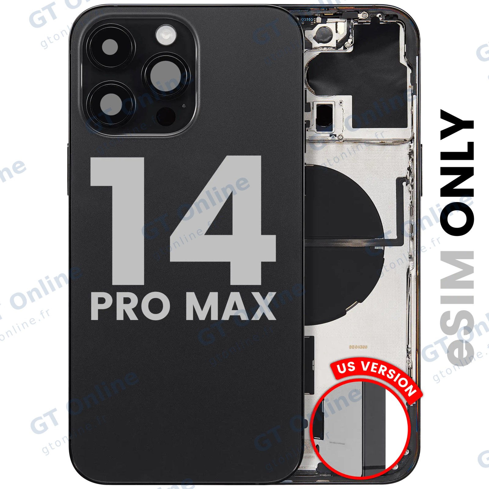 Châssis pour Apple iPhone 14 Pro Max (version US, origine d'occasion — grade B, noir sidéral)