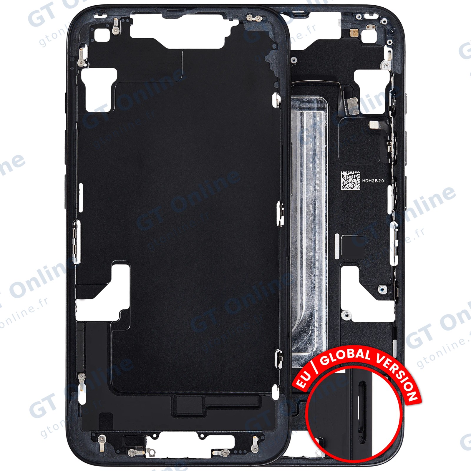 Châssis avec petits composants pour Apple iPhone 16e / 17e (version EU, origine d'occasion — grade B, noir)