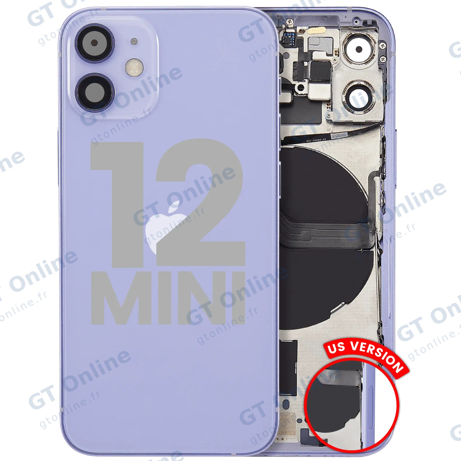 Châssis pour Apple iPhone 12 Mini (version US, origine d'occasion — grade B, violet)