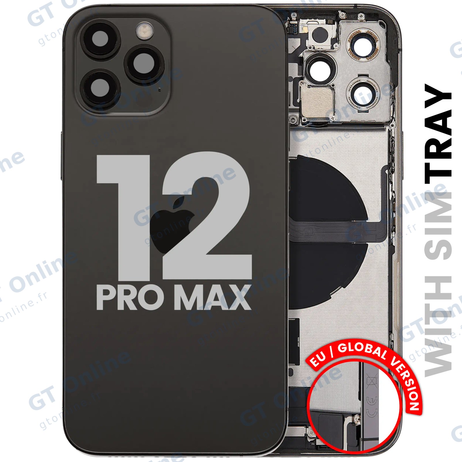 Châssis pour Apple iPhone 12 Pro Max (version EU, origine d'occasion — grade B, graphite)