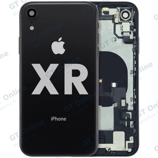 Châssis pour Apple iPhone XR (origine d'occasion — grade B, noir) — Coque arrière avec connecteur de charge Flex and petites pièces Pre-Installed