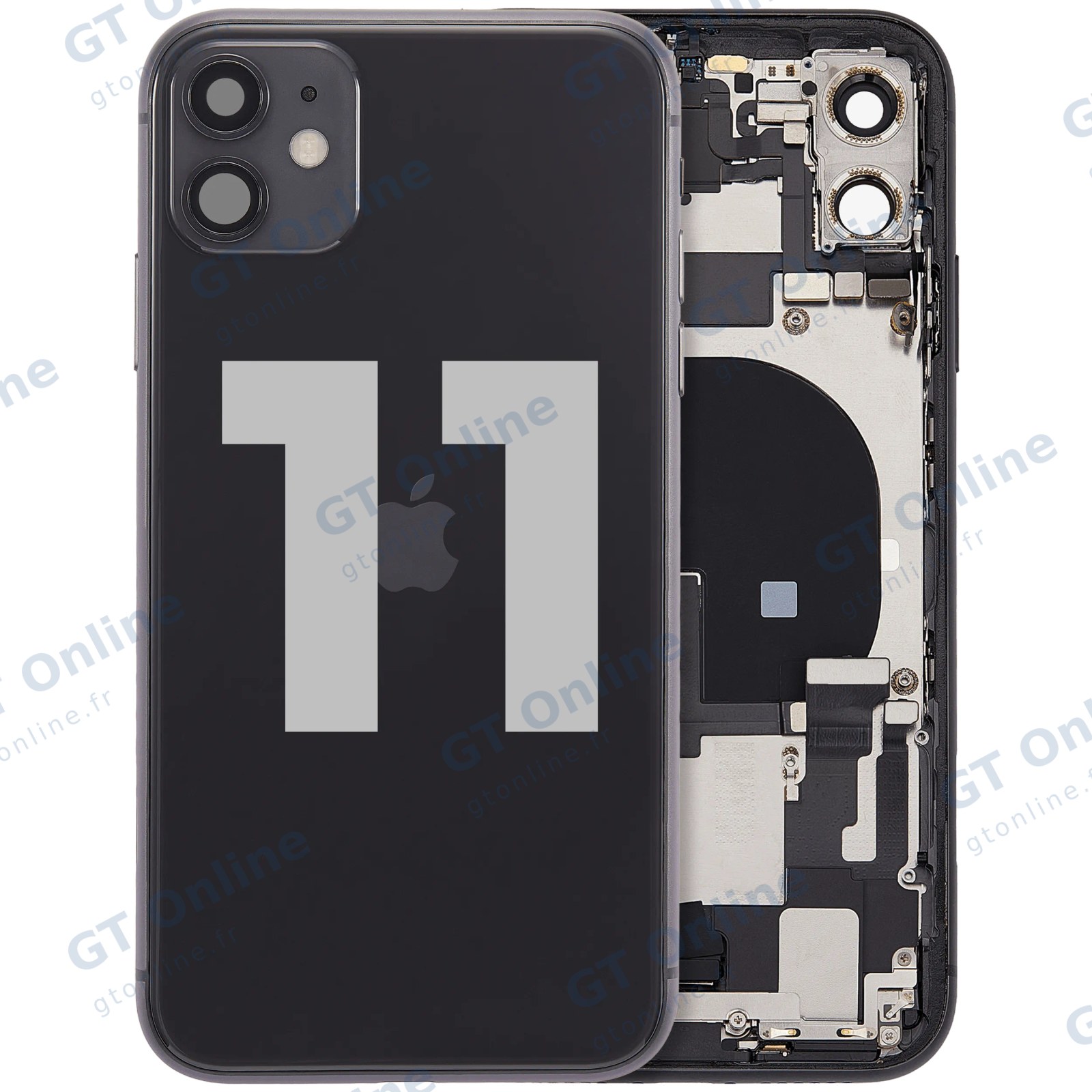Châssis avec nappe de charge et petits composants pour Apple iPhone 11 (origine d'occasion — grade A, noir)