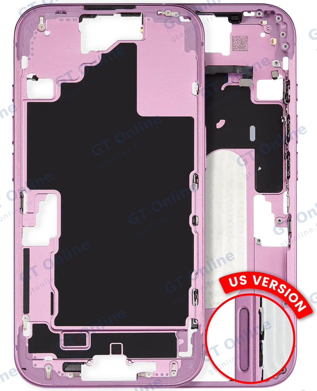 Châssis pour Apple iPhone 16 (version US, origine d'occasion — grade A, rose)