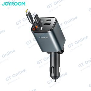 Chargeur Allume-Cigare JOYROOM JR-CCL05 4 en 1 (avec Câble Rétractable Type-C + Lightning) 50W Gris Foncé