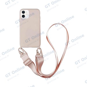 Coque Silicone avec Bandoulière Apple iPhone 12 (#4) Or Rose