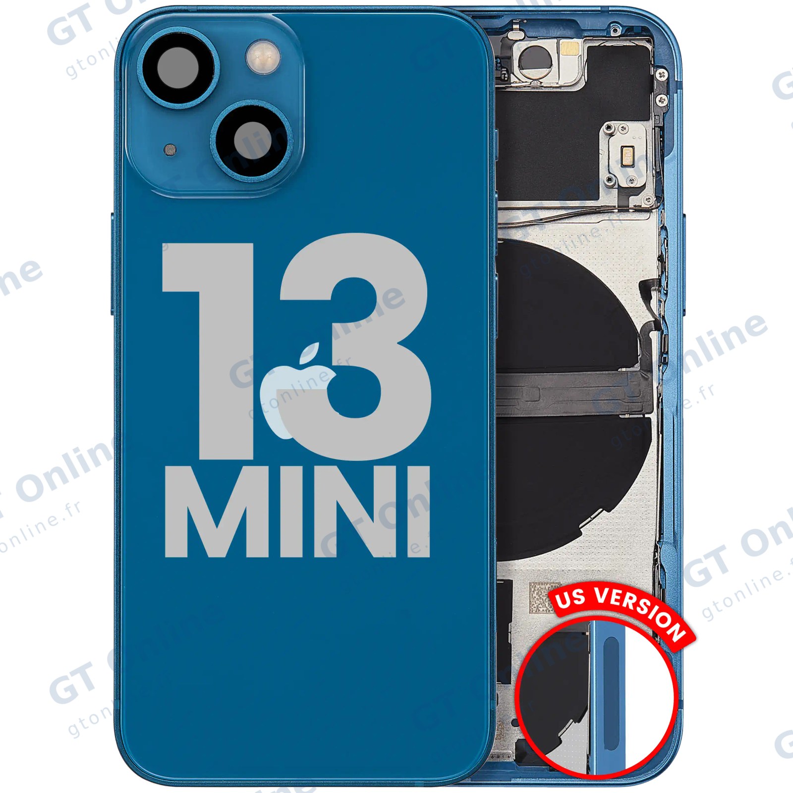 Châssis pour Apple iPhone 13 Mini (version US, origine d'occasion — grade B, bleu)