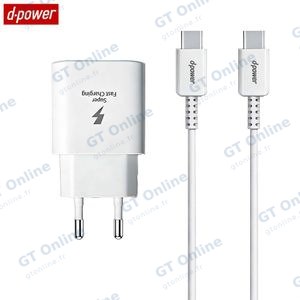 Chargeur Secteur USB-C d-power J8545W 45W avec Câble USB-C Blanc