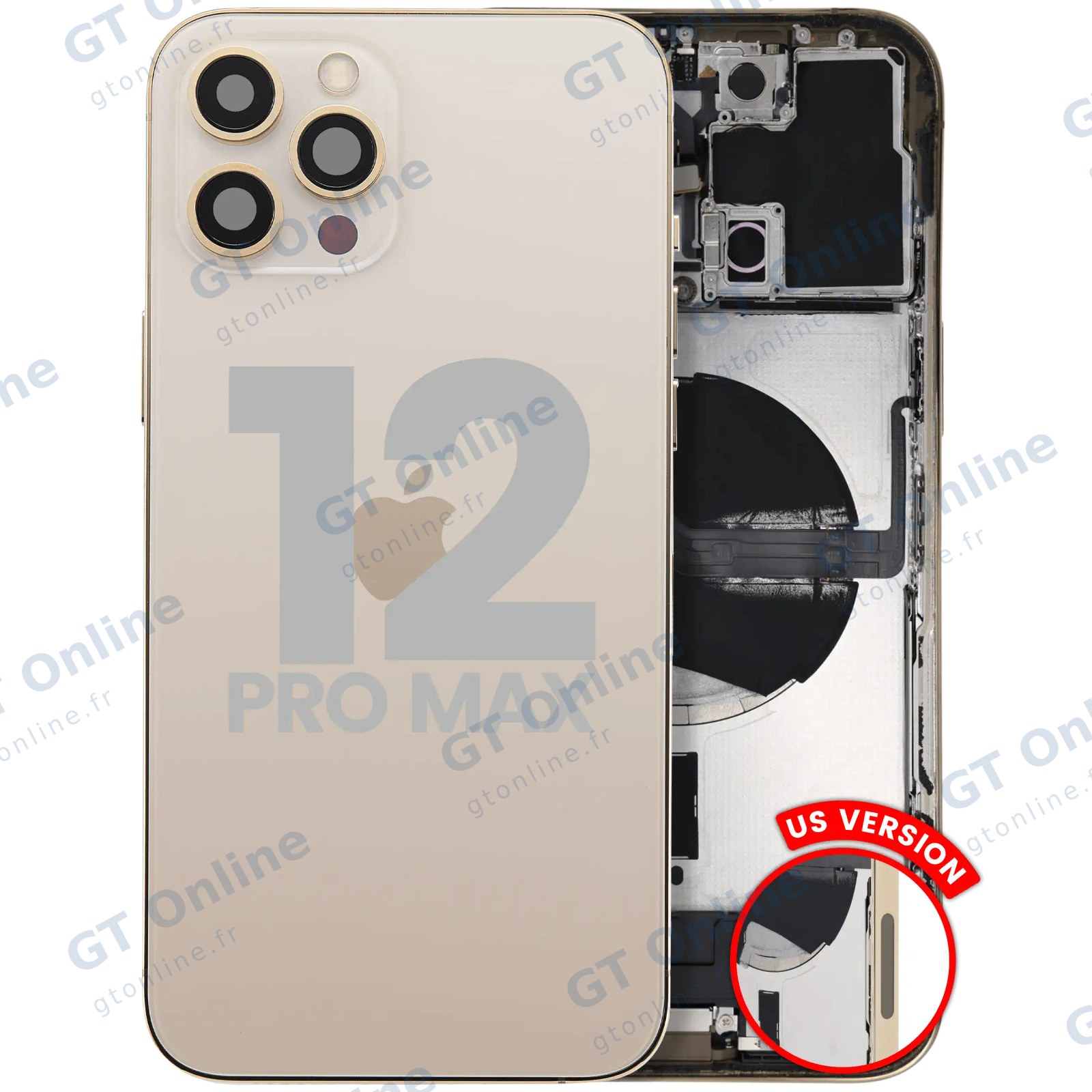 Châssis pour Apple iPhone 12 Pro Max (version US, origine d'occasion — grade A, or)