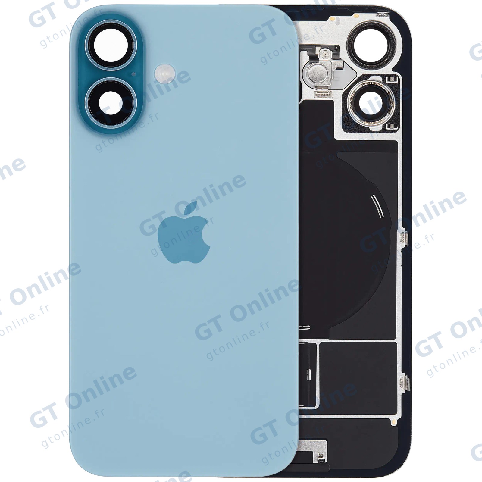 Vitre arrière avec MagSafe, NFC et nappe flash pour Apple iPhone 16 (UK / EU Version, origine, turquoise)