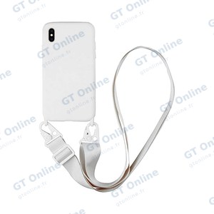 Coque Silicone avec Bandoulière Apple iPhone XS Max (#16) Blanc