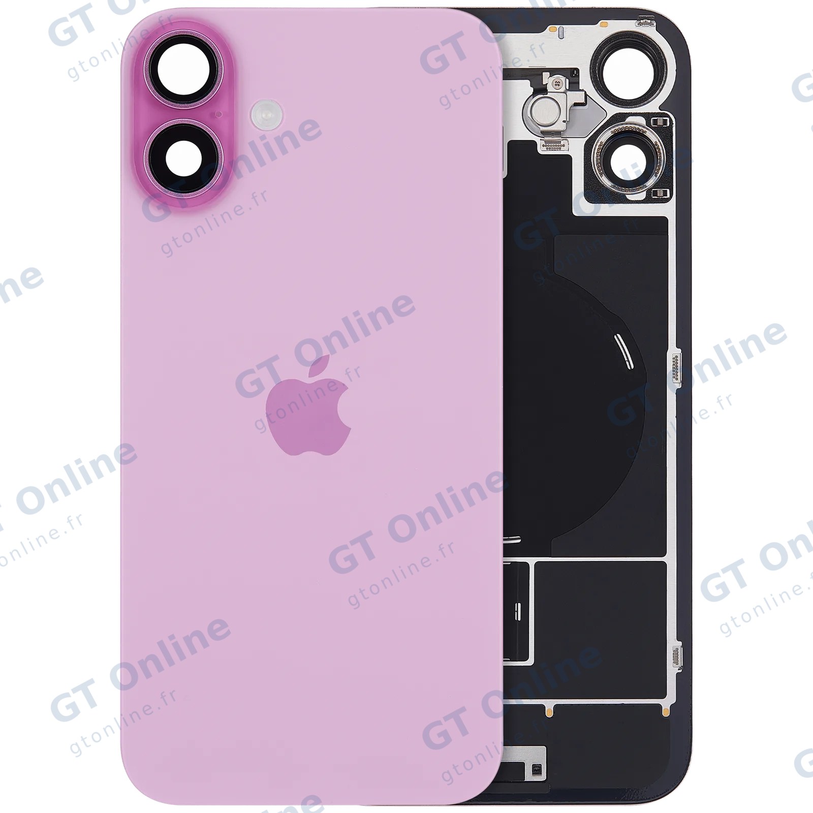Vitre arrière avec MagSafe, NFC et nappe flash pour Apple iPhone 16 plus (UK / EU Version, origine, rose)