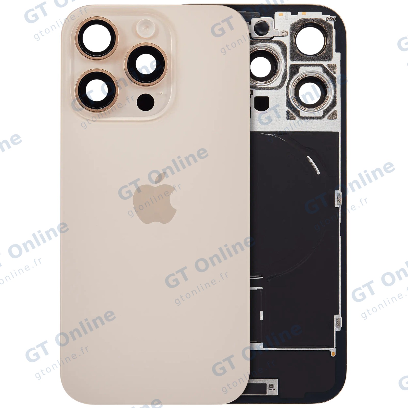Vitre arrière avec MagSafe, NFC et nappe flash pour Apple IPhone 16 Pro (origine, titane sable)