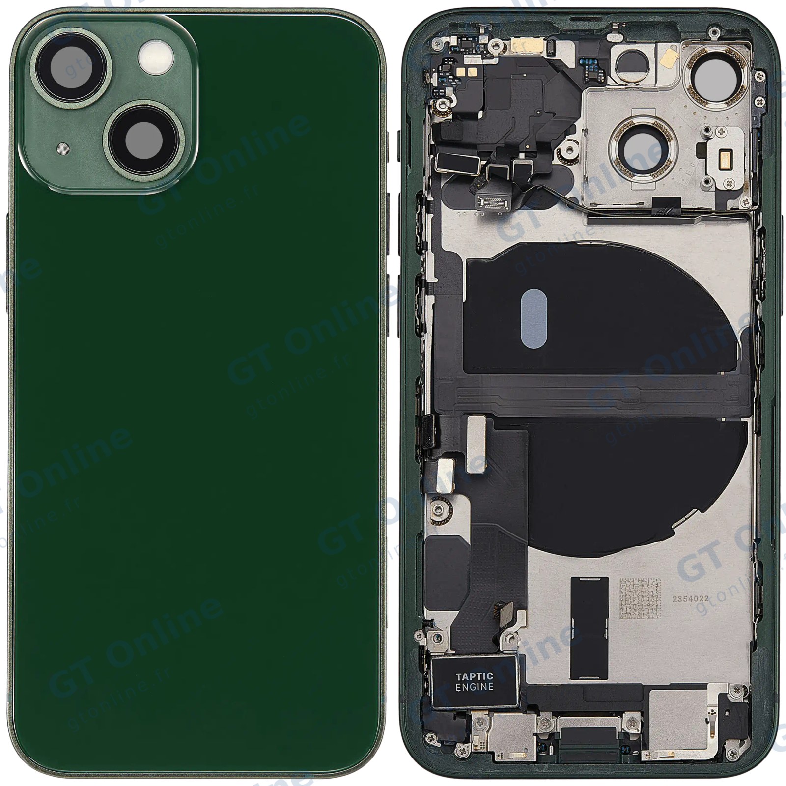 Châssis arrière avec nappe de charge et petites pièces pour iPhone 13 mini (US, origine d’occasion, grade B, vert) — vue 1