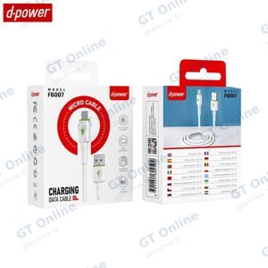 Câble Data USB vers Micro USB d-power F6007 (1m) Blanc