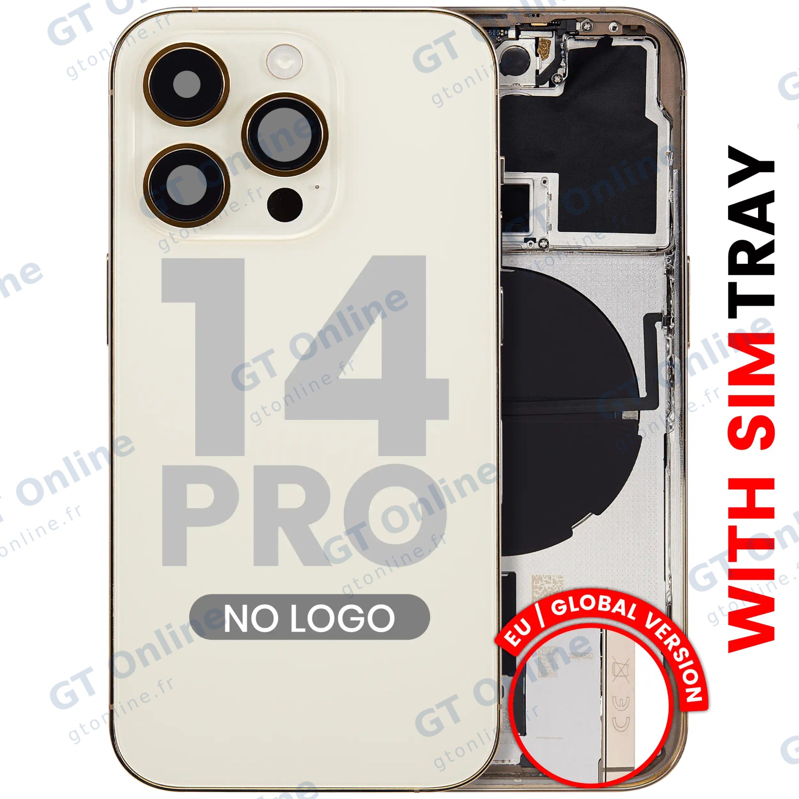 Châssis pour Apple iPhone 14 Pro (version EU, compatible premium, or)