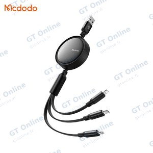 Câble Data Multi Mcdodo CA-7256 3 en 1 (USB vers Lightning + Micro + Type-C) 1.2m Noir