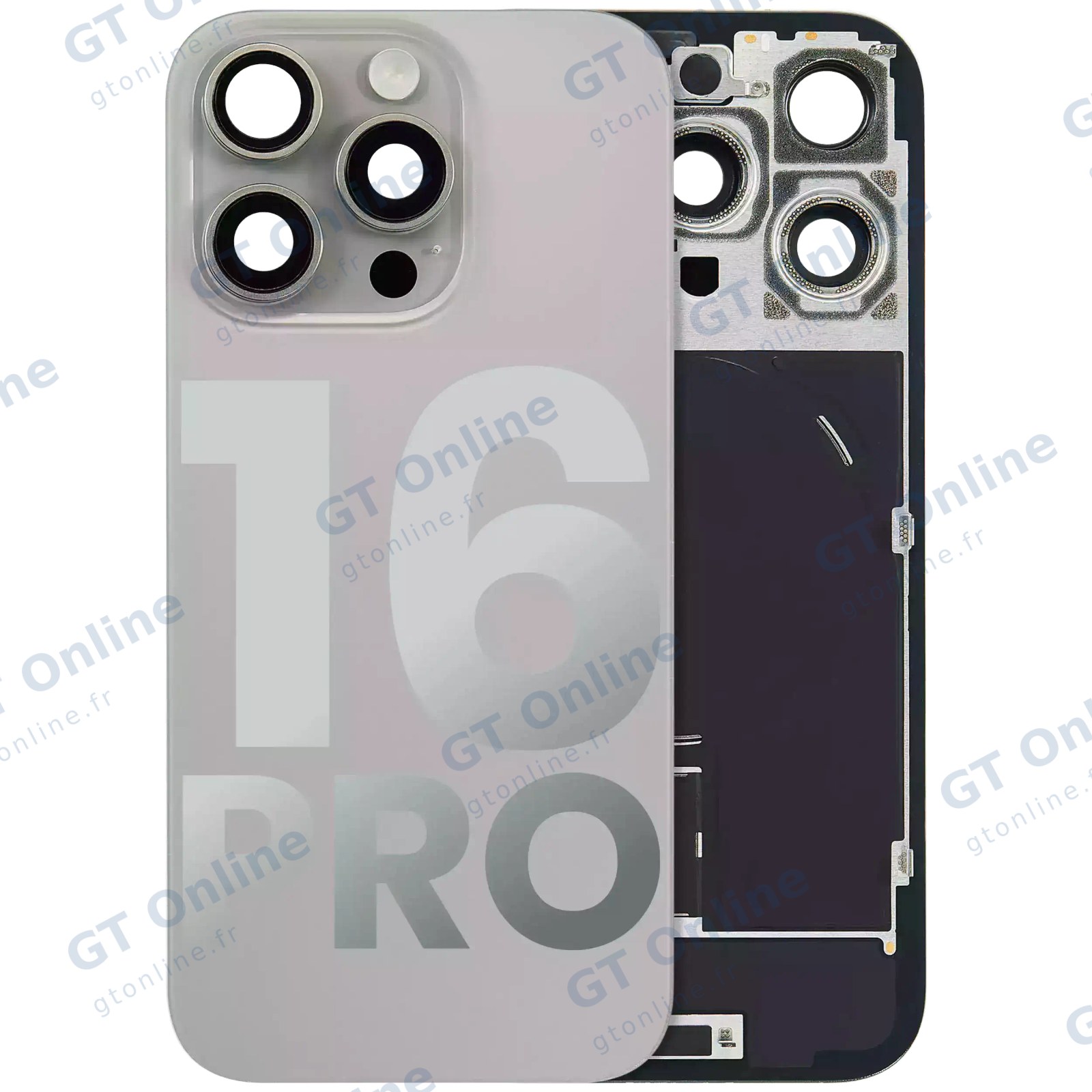 Vitre arrière pour Apple iPhone 16 Pro (origine d'occasion — grade A, titane naturel)