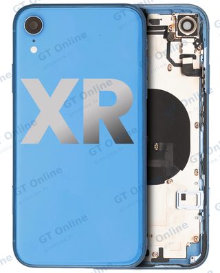 Châssis pour Apple iPhone XR (origine d'occasion — grade B, bleu) — Coque arrière avec petites pièces Pre-Installed
