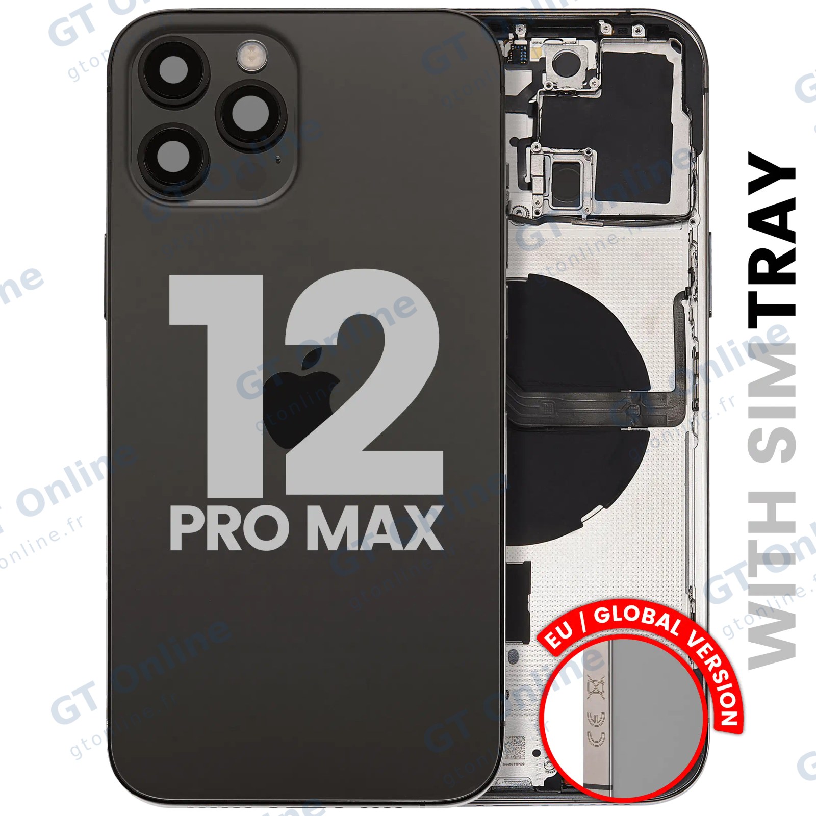 Châssis pour Apple iPhone 12 Pro Max (version EU, origine d'occasion — grade A, graphite)