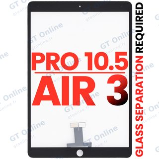 Vitre tactile pour Apple iPad Pro 10.5" / iPad Air 3 (OCA préinstallé, séparation de la vitre requise, compatible premium, noir)