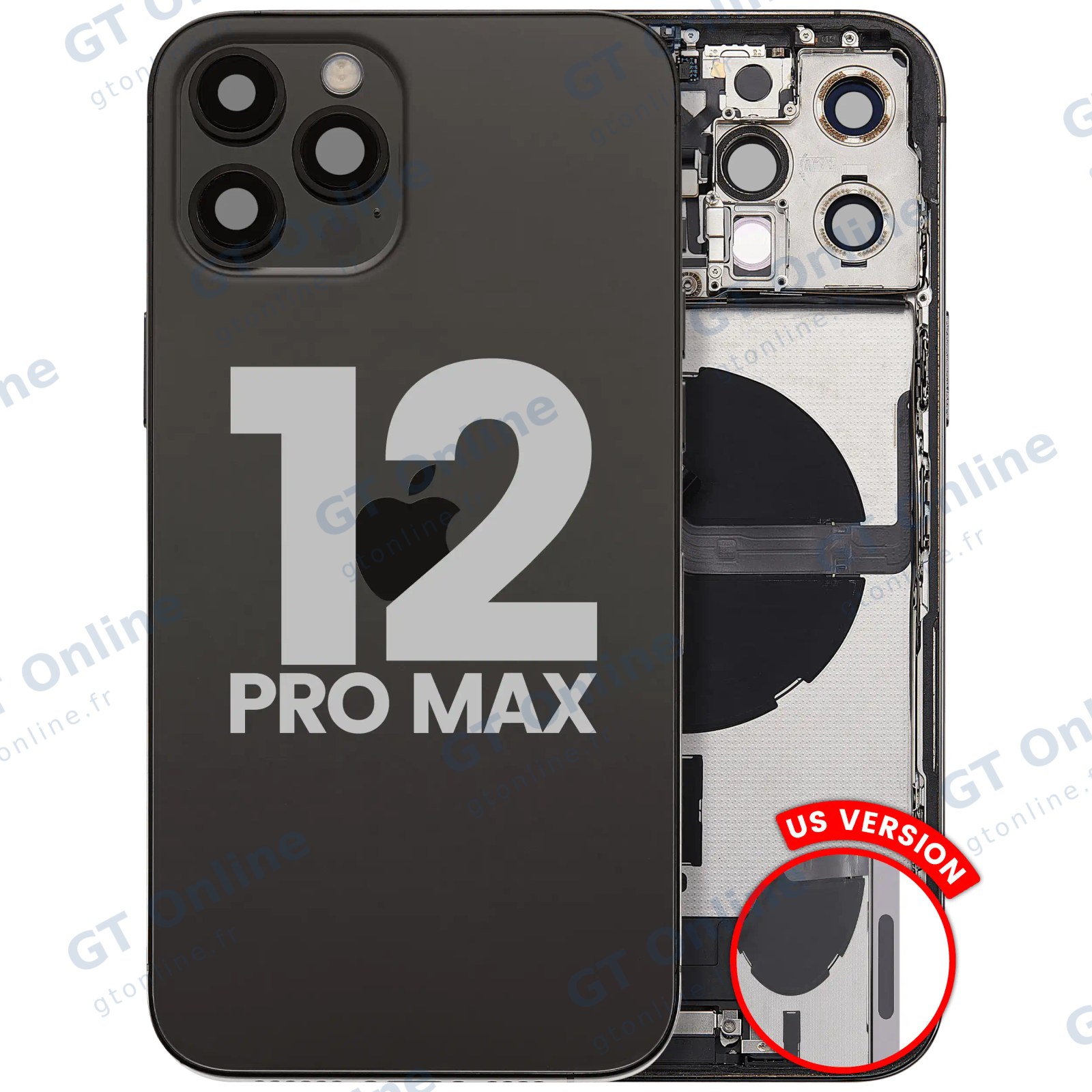 Châssis pour Apple iPhone 12 Pro Max (version US, origine d'occasion — grade A, graphite)