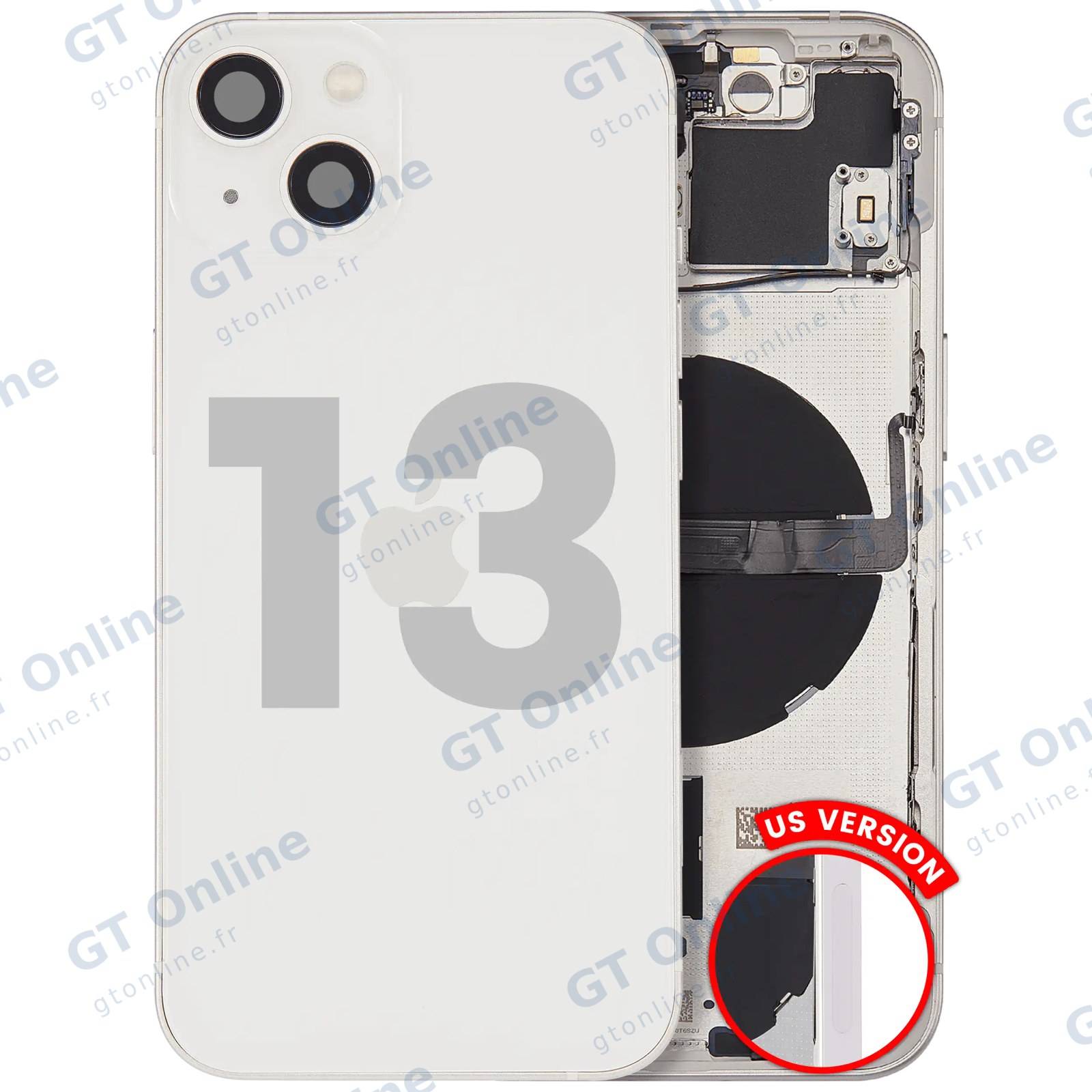 Châssis pour Apple iPhone 13 (version US, origine d'occasion — grade B, lumière stellaire) — réf. 107082111026
