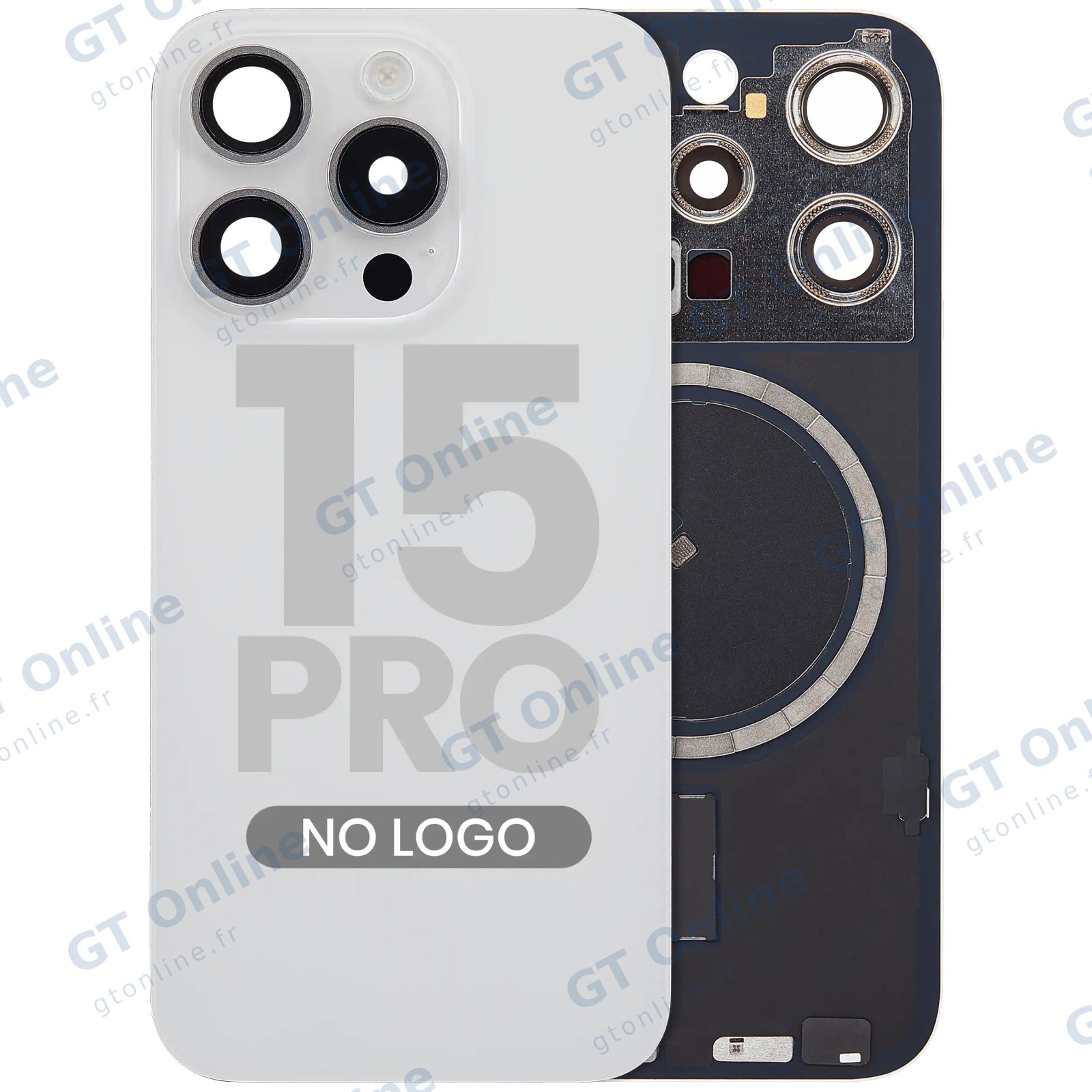 Vitre arrière pour Apple iPhone 15 Pro (sans logo, compatible, White Titanium) — réf. 107183138949