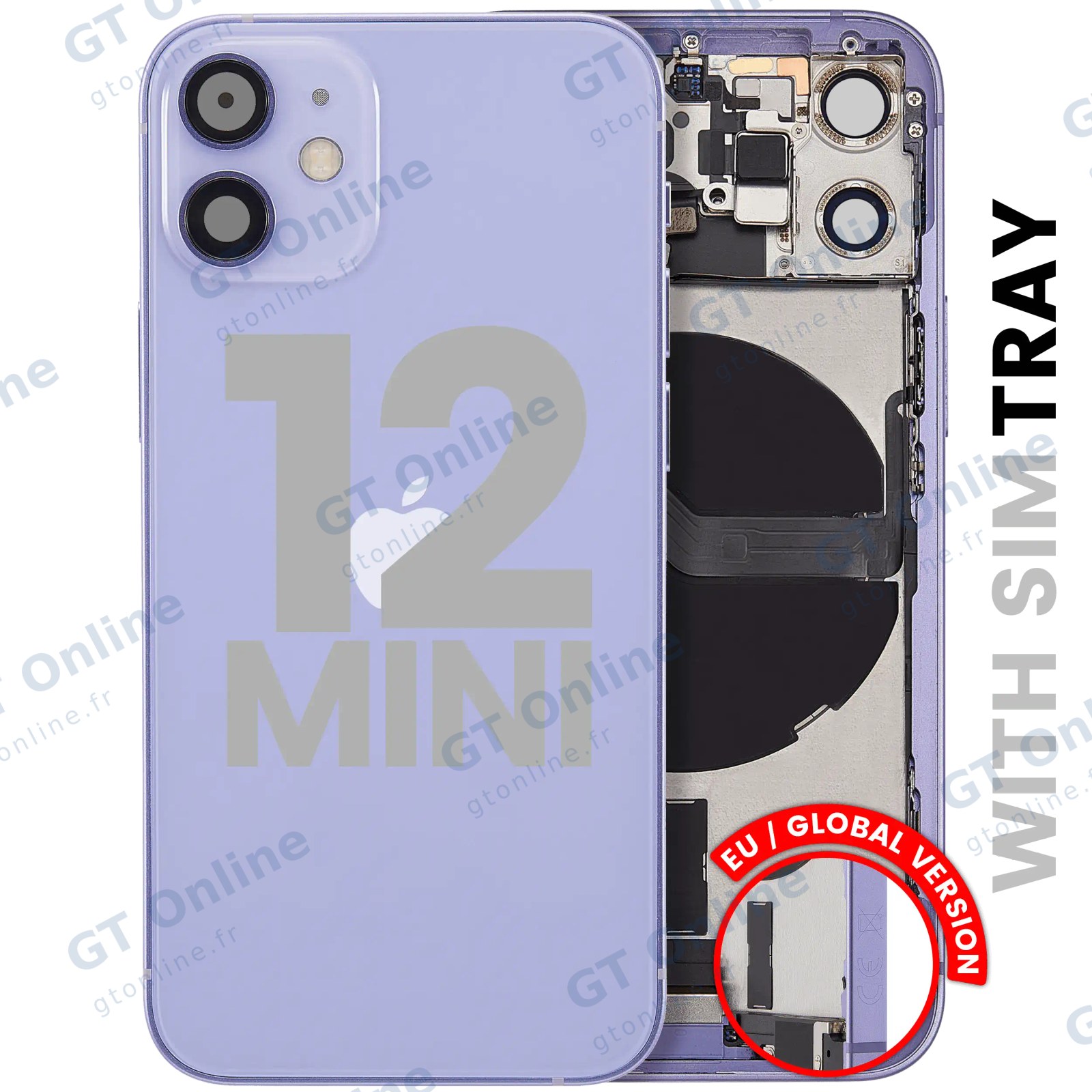 Châssis pour Apple iPhone 12 Mini (version EU, origine d'occasion — grade B, violet)