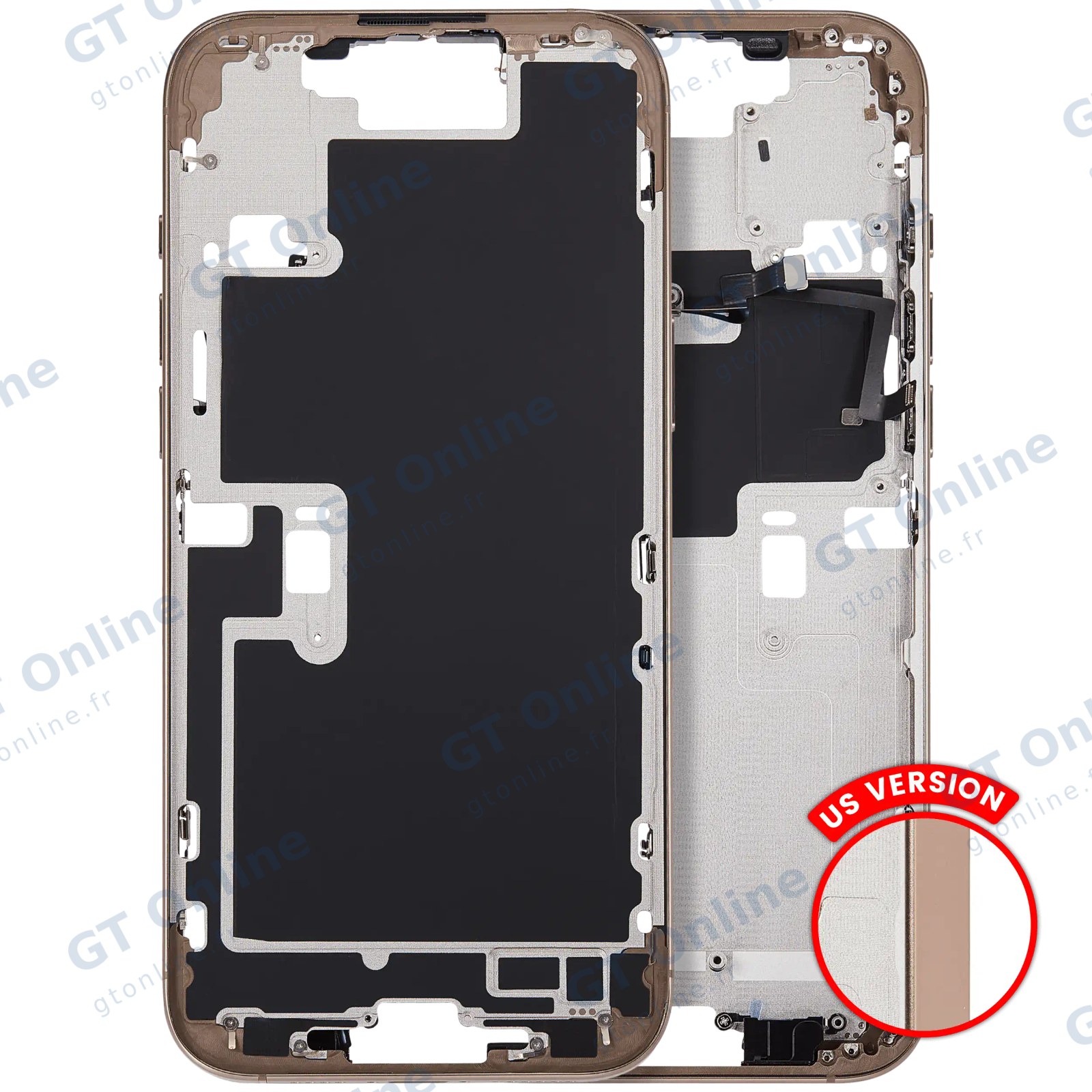 Châssis pour Apple iPhone 16 Pro Max (version US, compatible premium, Desert Titanium)