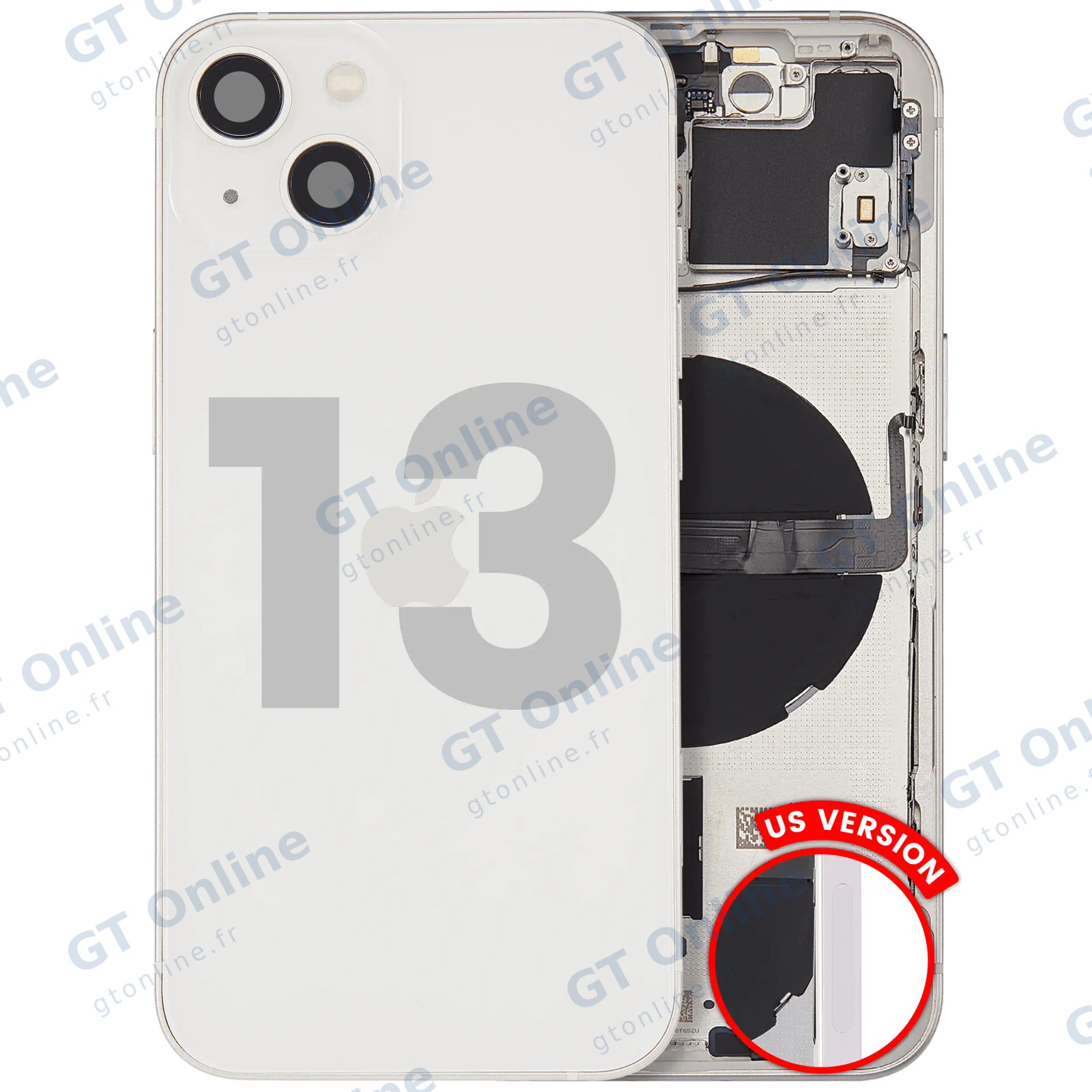 Châssis pour Apple iPhone 13 (version US, origine d'occasion — grade A, lumière stellaire) — réf. 107082111020