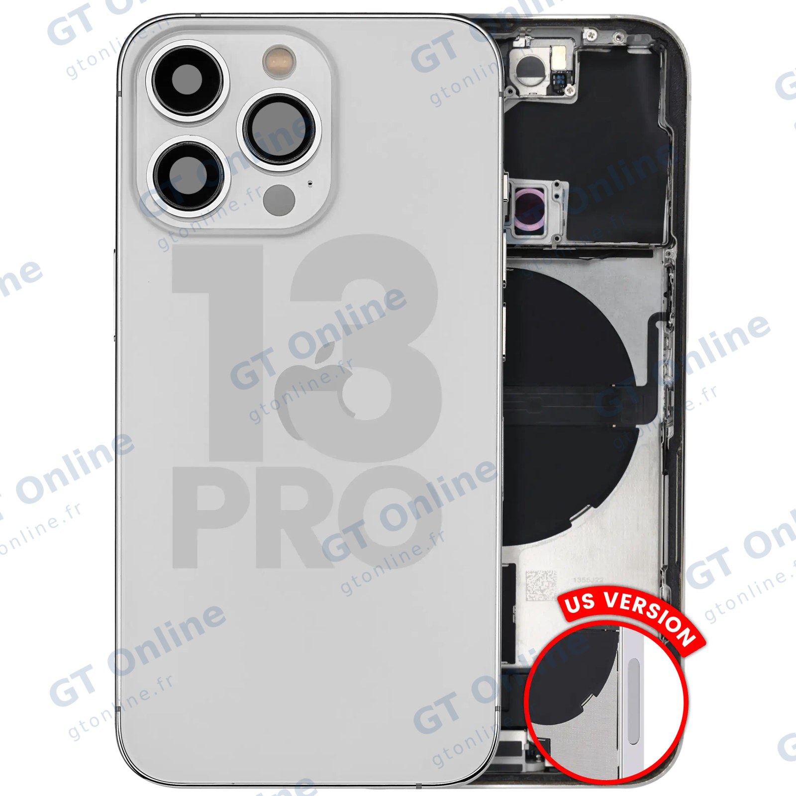 Châssis pour Apple iPhone 13 Pro (version US, origine d'occasion — grade B, argent)