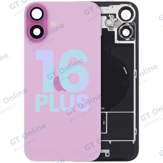 Vitre arrière avec MagSafe, NFC et nappe flash pour Apple iPhone 16 Plus (pack service origine, rose)