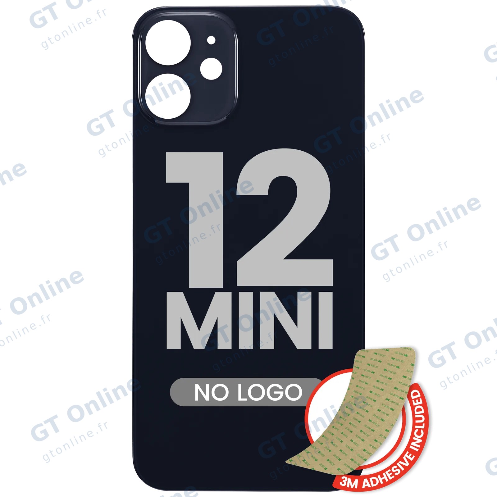 Vitre arrière pour Apple iPhone 12 Mini (No Logo / Large Camera Hole, noir)