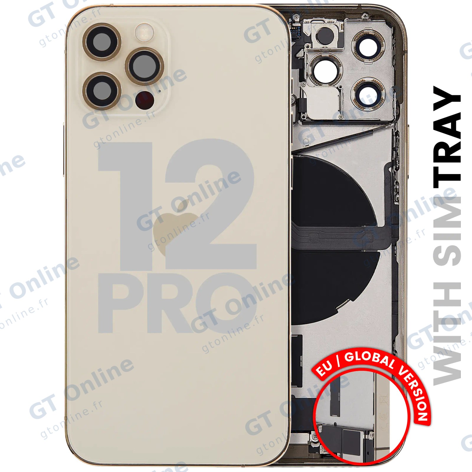 Châssis pour Apple iPhone 12 Pro (version EU, origine d'occasion — grade B, or)