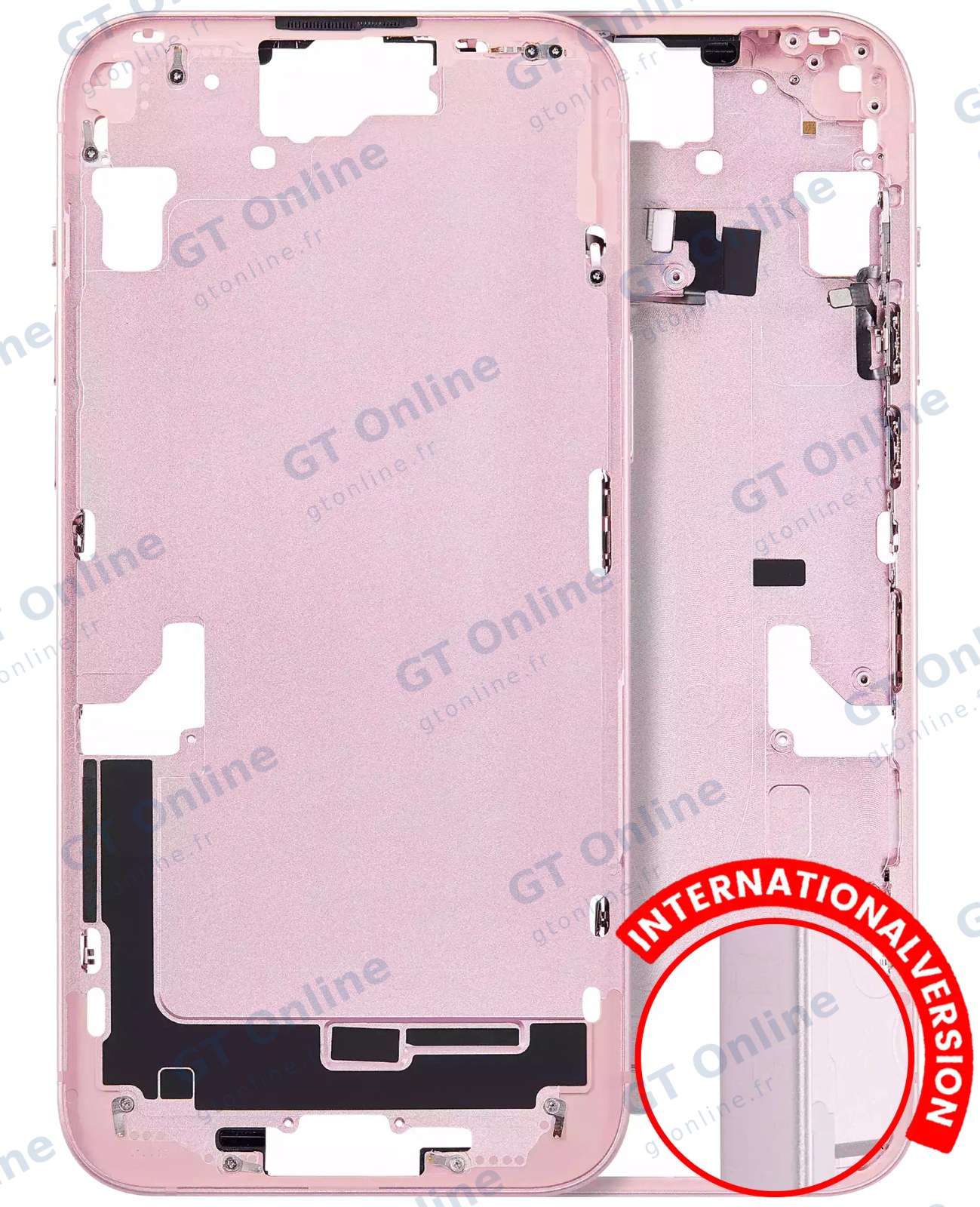 Châssis pour Apple iPhone 15 Plus (version EU, compatible premium, rose)