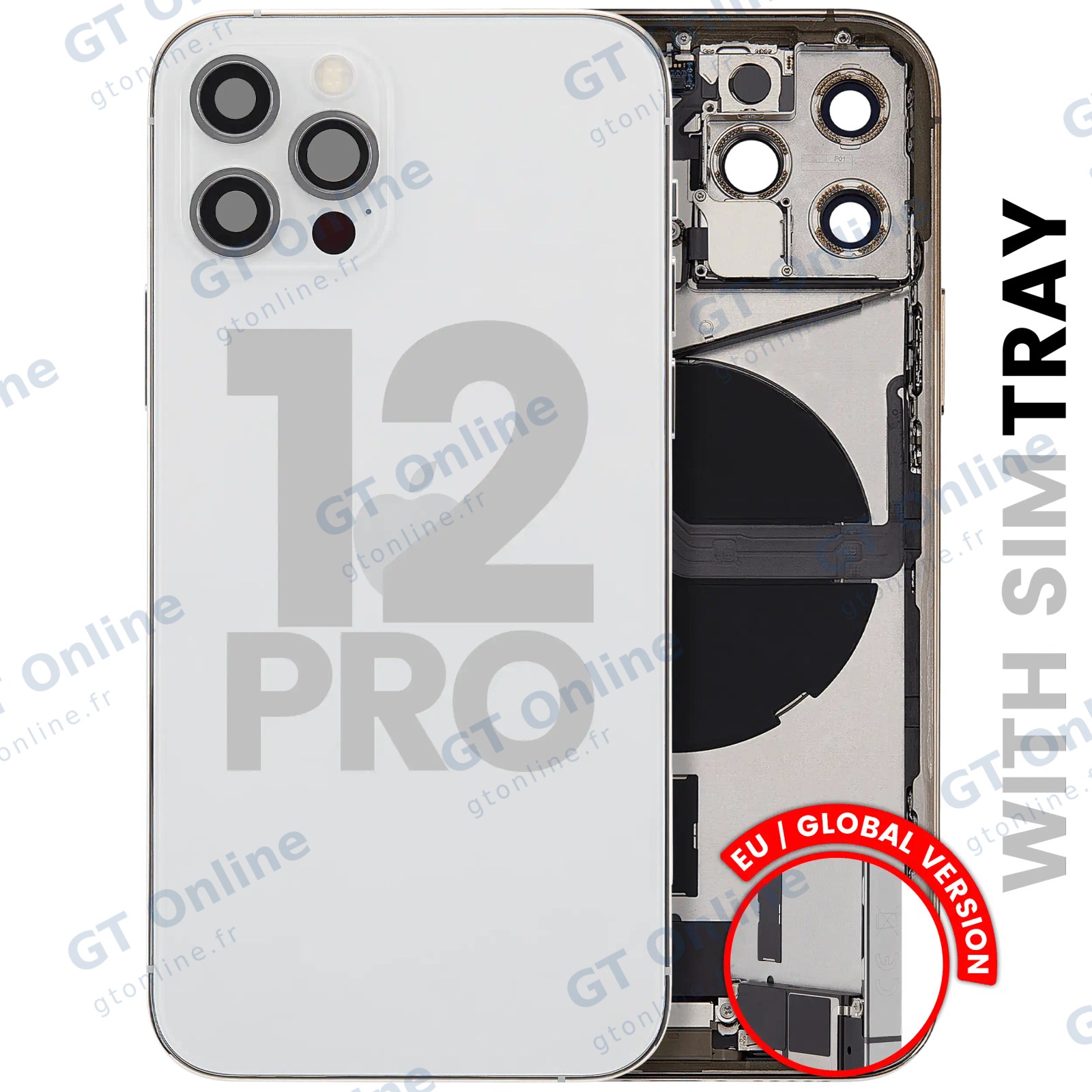 Châssis pour Apple iPhone 12 Pro (version EU, origine d'occasion — grade B, argent)