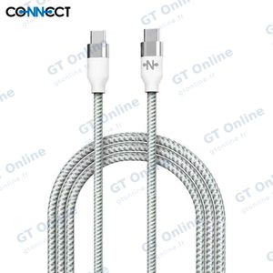 Câble Data USB-C vers USB-C CONNECT MC-CCB7 Nylon Tressé 60W (2m) Blanc