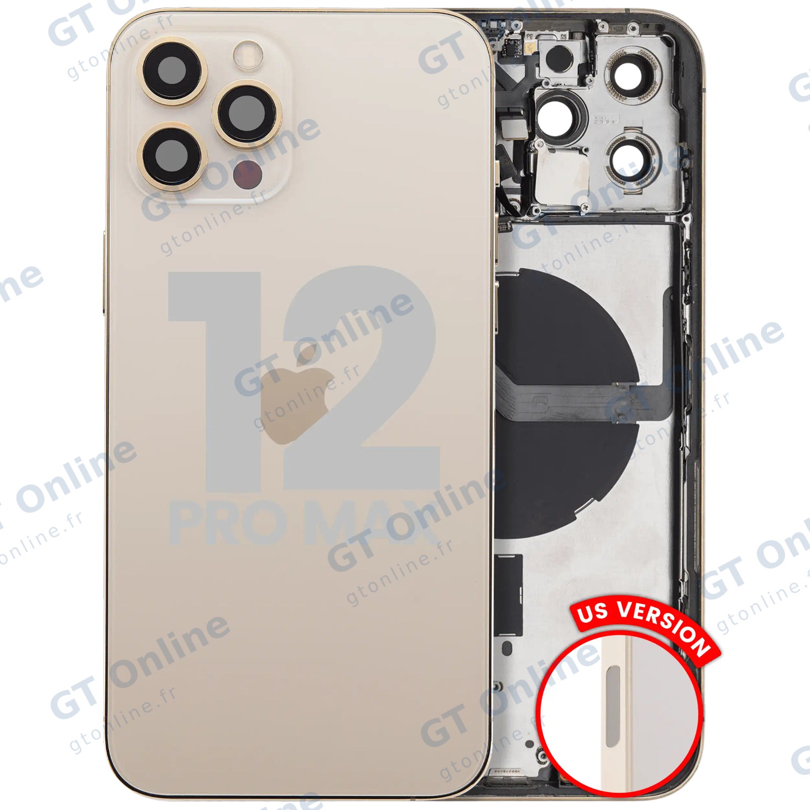 Châssis pour Apple iPhone 12 Pro Max (version US, origine d'occasion — grade B, or)