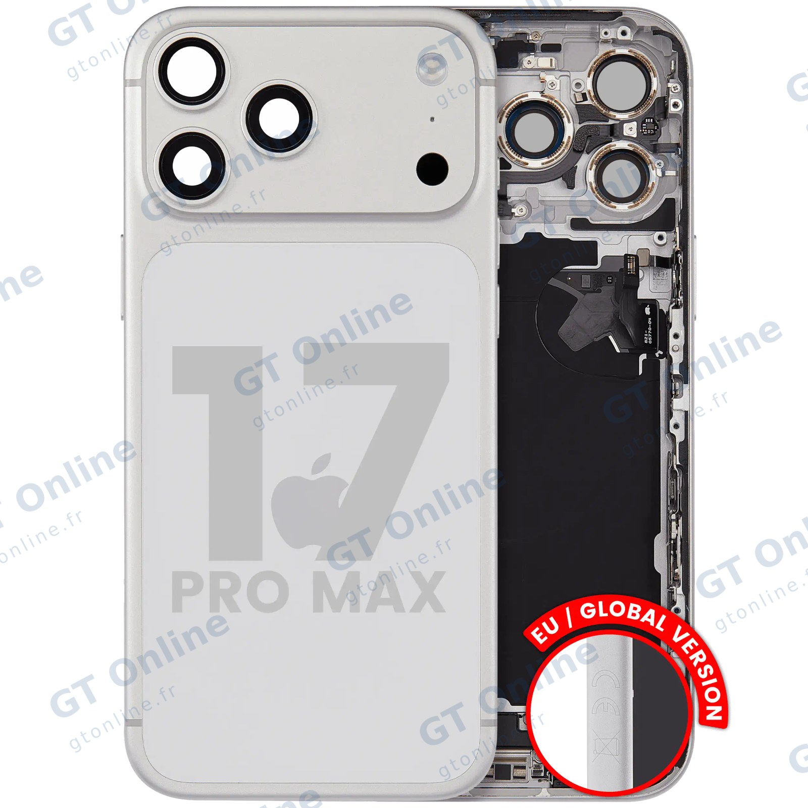 Châssis pour Apple iPhone 17 Pro Max (version EU, origine d'occasion — grade A, argent)
