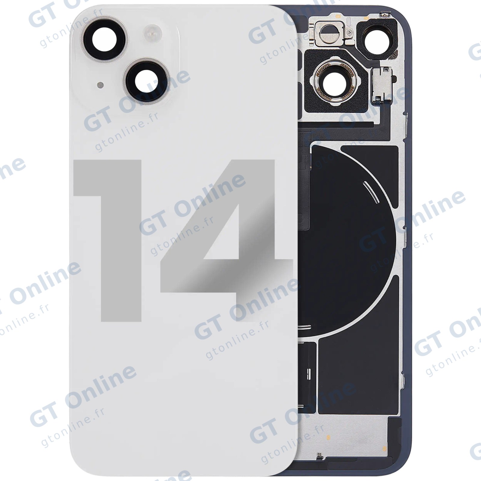 Vitre arrière pour Apple iPhone 14 (origine d'occasion — grade A, lumière stellaire)