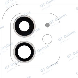 Lentille de caméra arrière avec support et anneau pour Apple iPhone 12 / 12 Mini (Real Sapphire, premium, blanc)